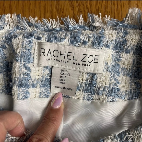 NWT Rachel Zoe Tweed Blue & Gold Blazer Size Large - Picture 4 of 8